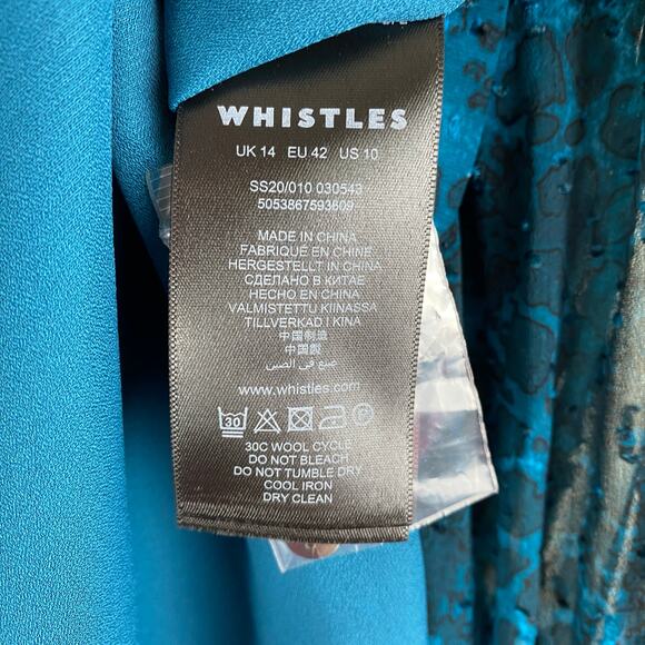 Whistles Teal Big Cat Dobby Blouse Size 10 - Picture 12 of 14